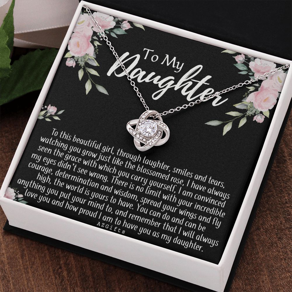 To My Daughter Necklace Love Knot Necklace Gift for Daughter from Mom Mother Daughter Necklace Jewelry Gift for Daughter Christmas Daughter Necklace Gift from Mom Birthday Gift Daughter Necklace for Teen Girl