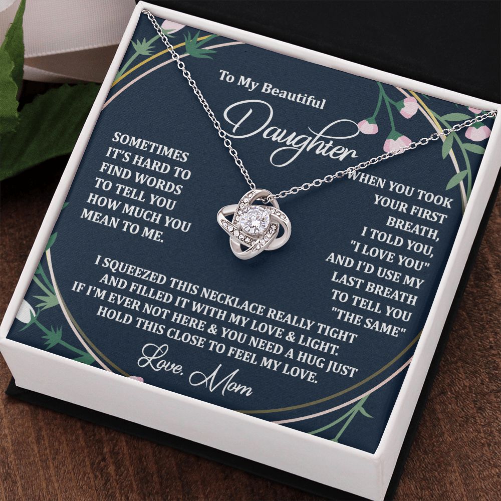 To My Daughter Necklace Love Knot Necklace Gift for Daughter from Mom Christmas Daughter Necklace Gift from Mom Birthday Gift Daughter Necklace for Teen Girl Mother Daughter Necklace Jewelry Gift for Daughter