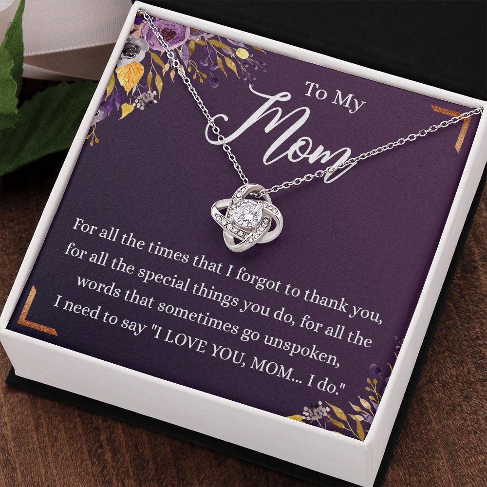 To My Mother Gift Necklace To Mom, Mother, Mommy, Momma from Child Special Mother Gift for Birthday Mothers Day Retriment Anniversary Hoiday Present for Mom Love Knot Necklace for Women from Daughter or Son