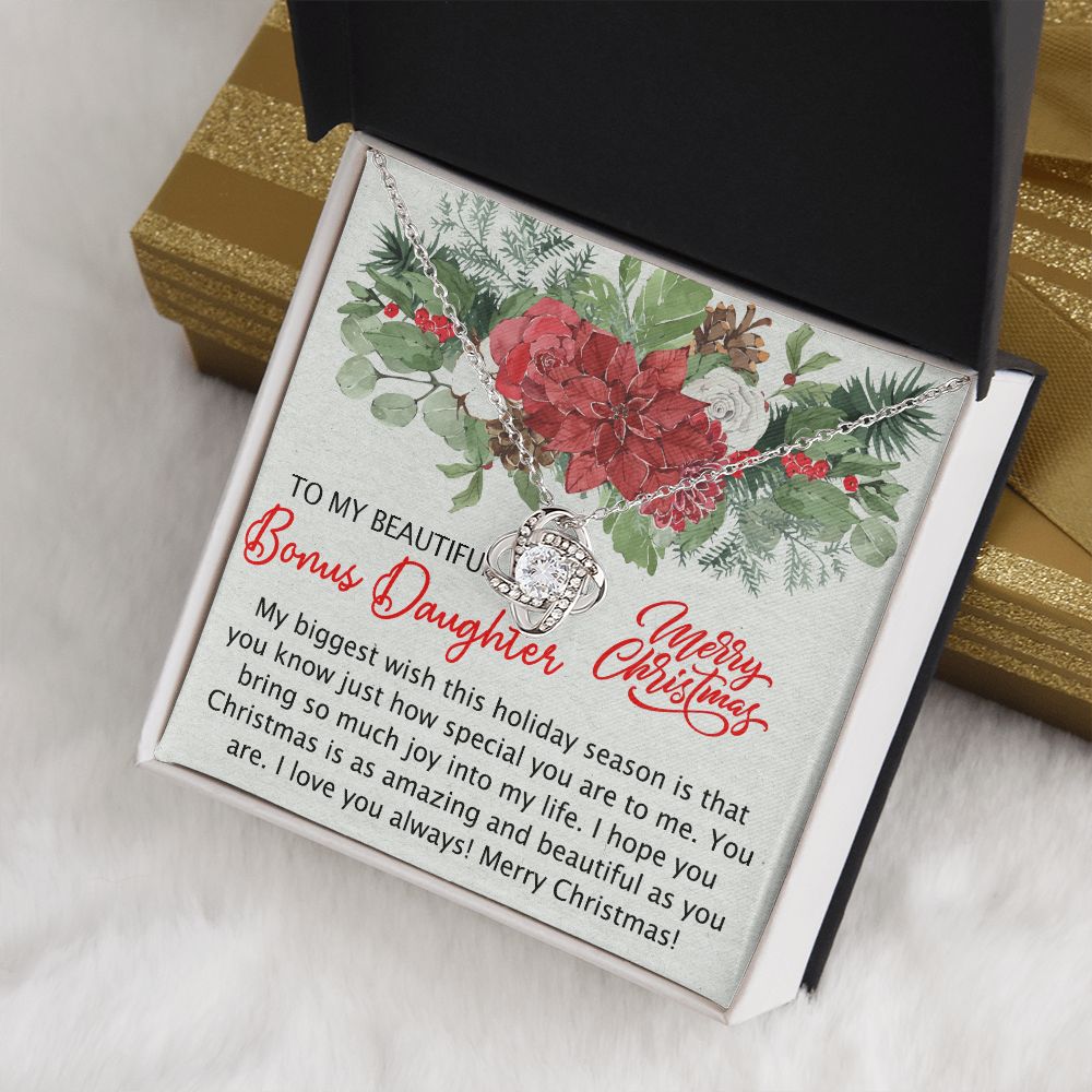To My Bonus Daughter Necklace from Bonus Mom Christmas Necklace from Step Mom to Step Daughter Personalized Christmas Day Gift for Stepdaughter Daughter In Law Love Knot Necklace Set gift for Bonus daughter