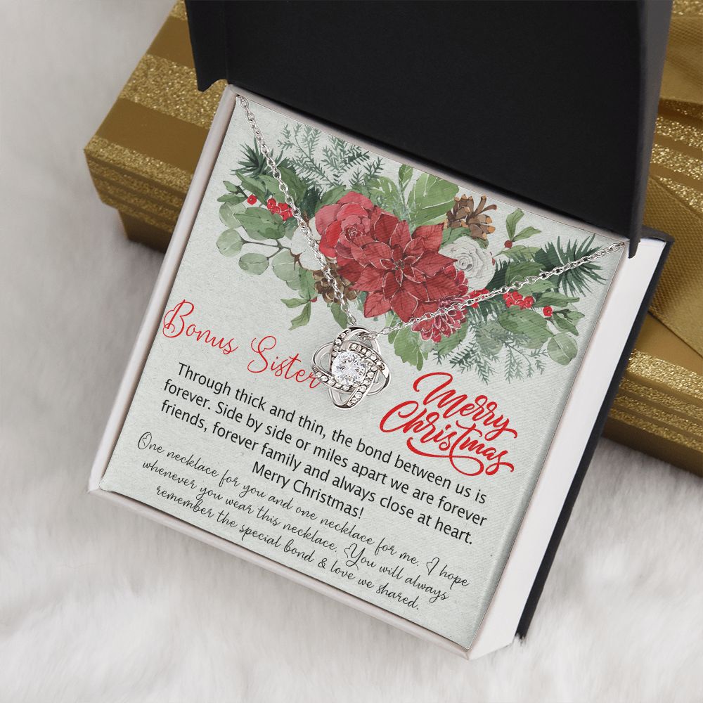 To My Bonus Sister Necklace Gift for Sisters Christmas Necklace for Stepsister Personalized Half-sister Best Friend Friends Christmas Pendant Gift Necklace for Her Girls Women