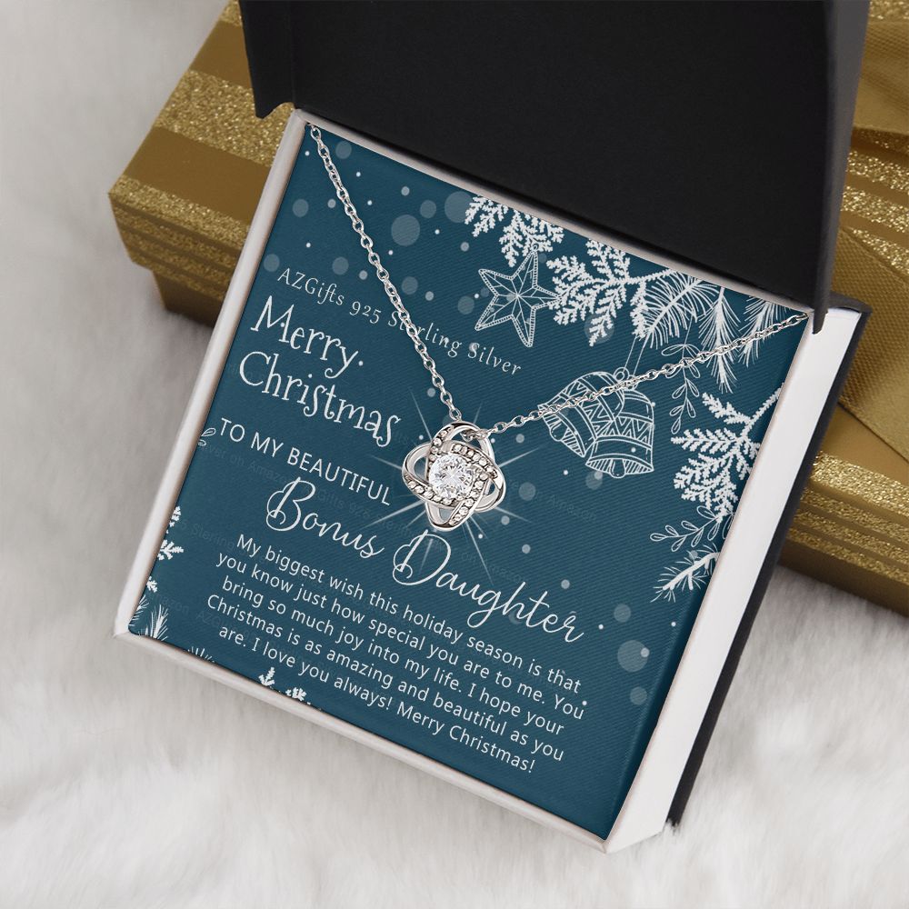 To My Bonus Daughter Necklace from Bonus Mom Christmas Necklace from Step Mom to Step-Daughter Second Daughter Other Daughter Christmas Pendant Gift for Her Girls