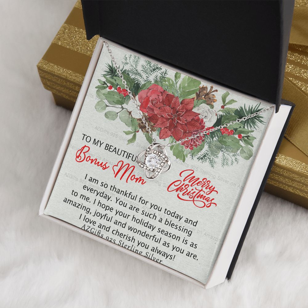 To My Bonus Mom Necklace from Bonus Daughter Christmas Necklace from Bonus Daughter to Stepmother Bonus Mother Mother in Law Second Mom Christmas Present for Women
