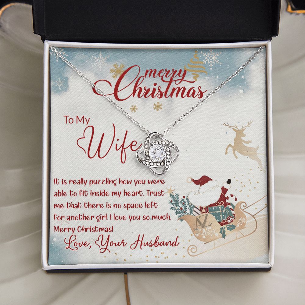 Merry Christmas for Wife, Gift for Wife on Christmas, Husband Wife Christmas Gift, Necklace for Wife, Wife Christmas Jewelry Love Knot Necklace set Gift for Wife