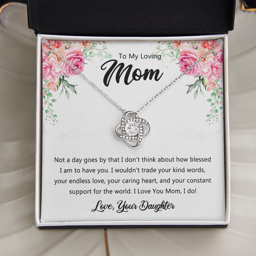 To My Loving Mom Necklace, Necklace for Mother, Daughter Gift For Mom, Present For Mom, Mother Gifts from Son or Daughter, Jewelry Gift for Mothers Day, Birthday Gift for Mother, Moms Love Knot Necklace for Mom