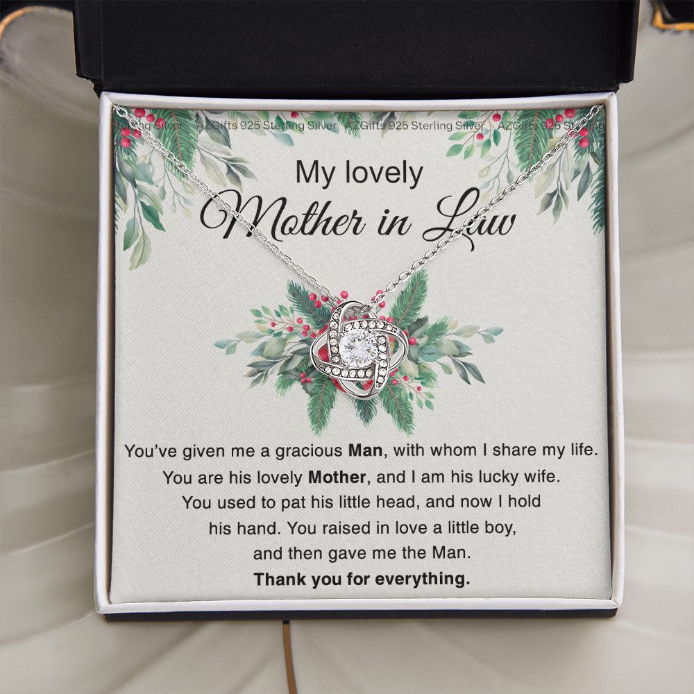 Mother in Law necklace wedding gift from Bride, mother in law thank you gift from bride, Necklace for Women Love Knot Necklace Set Gift for Mother in law