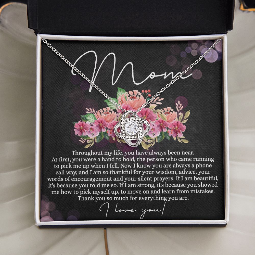 To My Mom Necklace, Mom Gifts, Mom Jewelry Box, Necklace for Mom, Gifts for Mom, Mother's Day Necklace Jewelry Gift For Mom, Birthday Gift For Mom, Thank you Mom Gift Love Knot Necklace for Mom