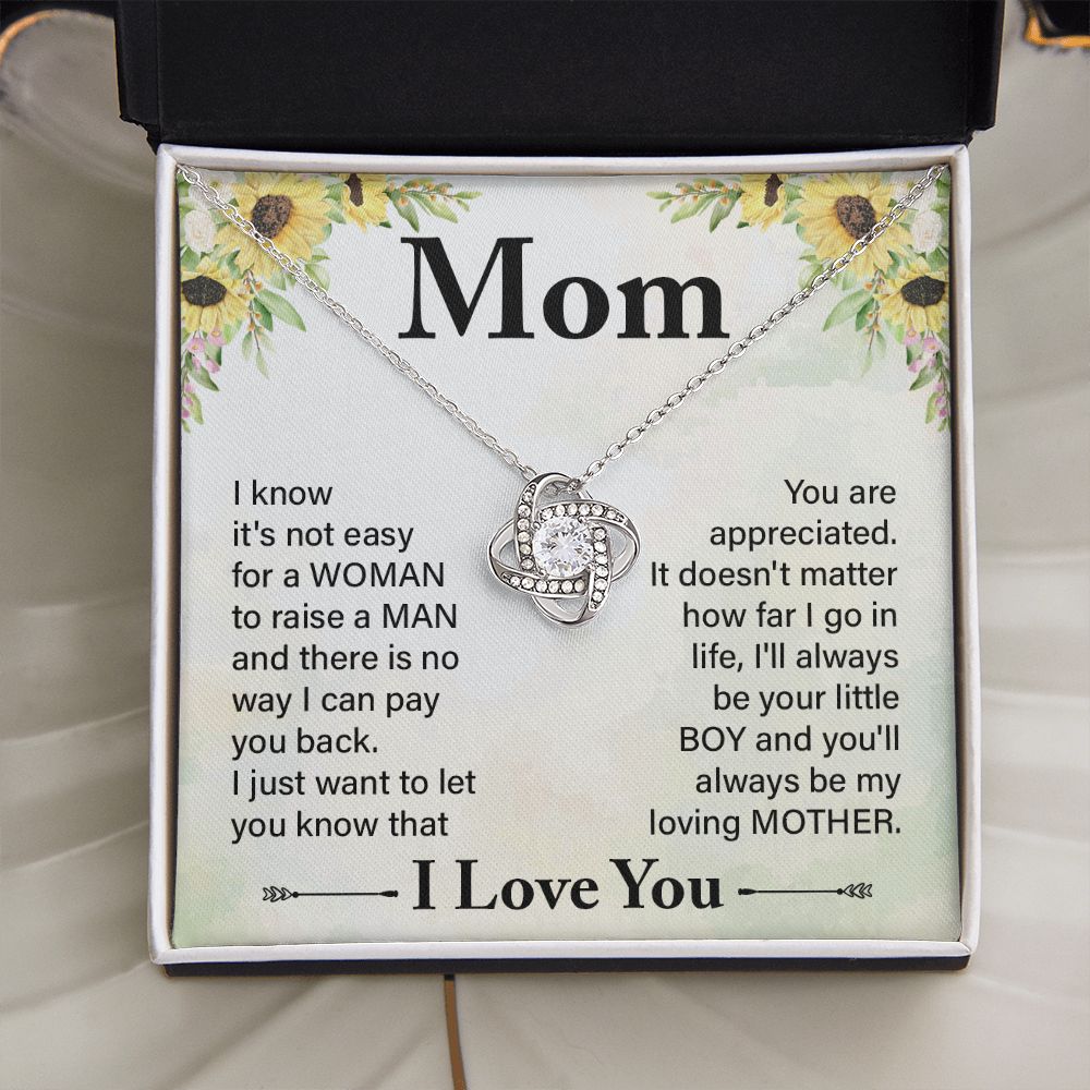 To My Daughter from Mom Love Knot Necklace Mother Daughter Necklace Gifts For Mom Birthday Christmas Mothers Day Present To My Mom Jewelry Pendant Message Card Gift Box