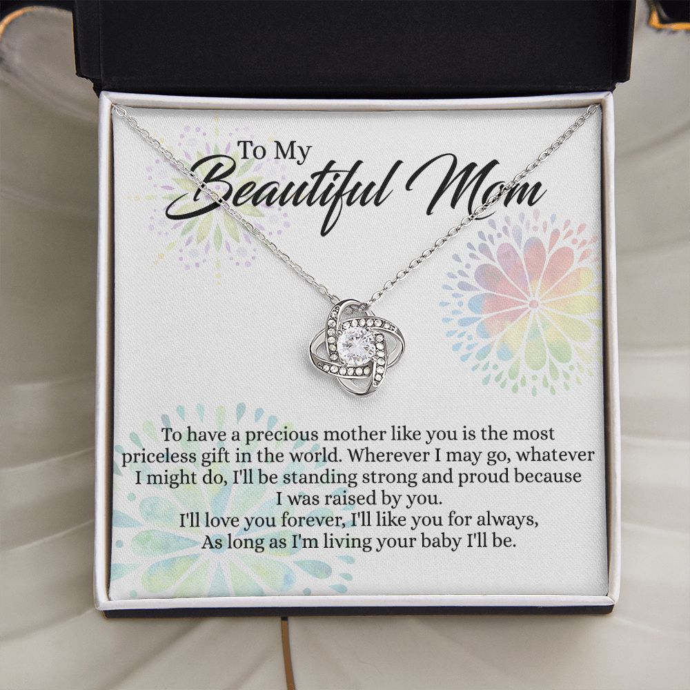To My Mom Necklace, Mom Gifts, Mom Jewelry Box, Necklace for Mom, Gifts for Mom, Mother's Day Necklace Jewelry Gift For Mom, Birthday Gift For Mom, Thank you Mom Gift Love Knot Necklace for Mom
