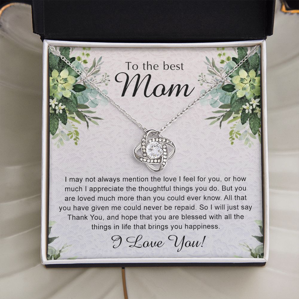 To My Best Mom Necklace, Necklace for Mother, Daughter Gift For Mom, Present For Mom, Mother Gifts from Son or Daughter, Jewelry Gift for Mothers Day, Birthday Gift for Mother, Love Knot Necklace for Mom