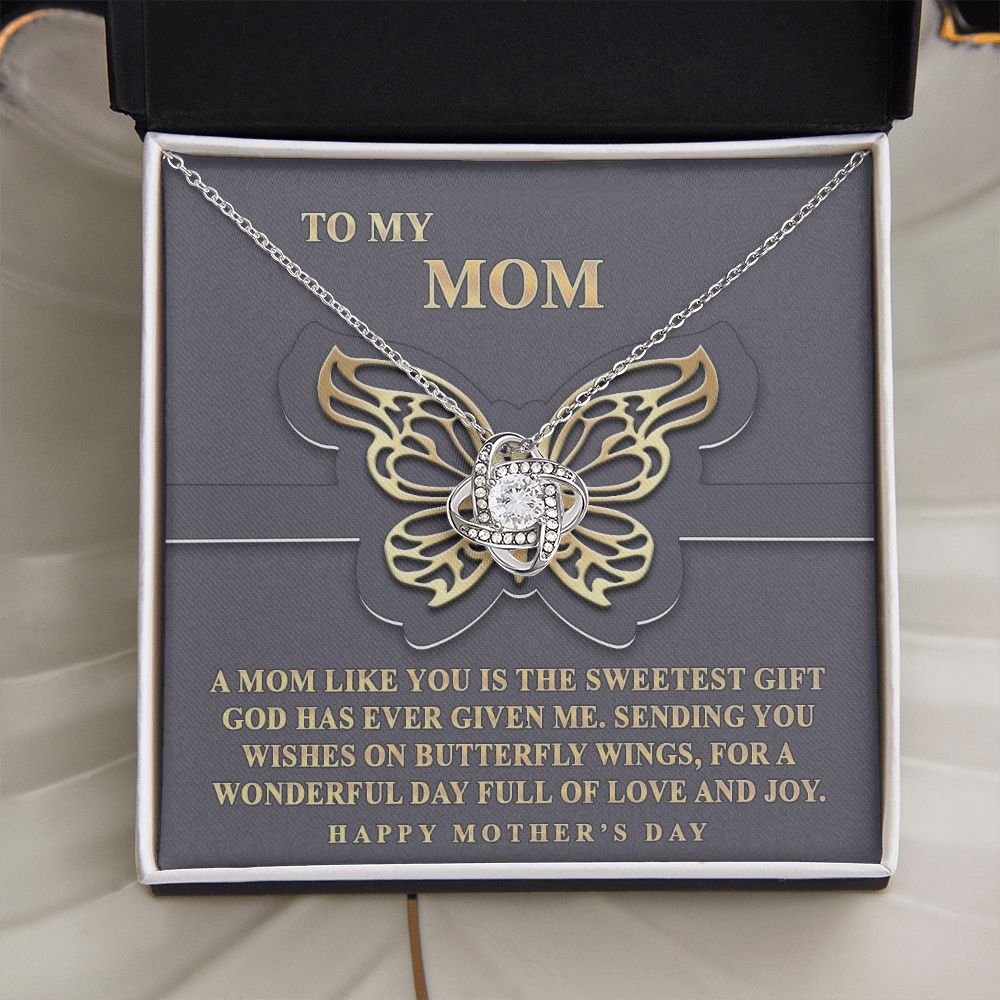 To My Mom Necklace, Love Knot Necklace for Mother, Daughter Gift For Mom, Present For Mom, Mother Gifts from Son or Daughter, Jewelry Gift for Mothers Day, Birthday Gift for Mother, Moms