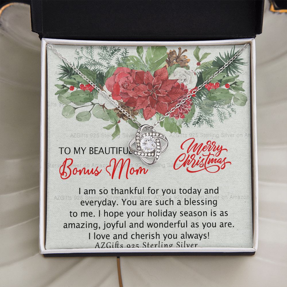 To My Bonus Mom Necklace from Bonus Daughter Christmas Necklace from Bonus Daughter to Stepmother Bonus Mother Mother in Law Second Mom Christmas Present for Women