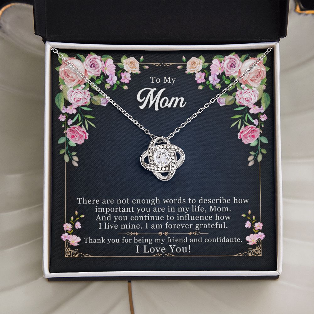To My Mom Necklace Pendant Gift From Daughter Thank You For Being My Friend And Confidant With Message Card Gift For Mom Love Knot Necklace for Mom