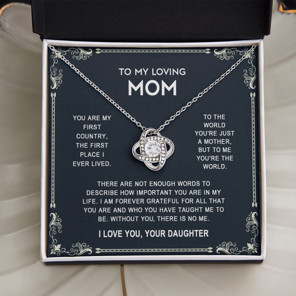 To My Loving Mom Necklace from Daughter, Love Knot Necklace for Mother, Daughter Gift For Mom, Present For Mom, Mother Gifts from Son or Daughter, Jewelry Gift for Mothers Day, Birthday Gift for Mother, Moms