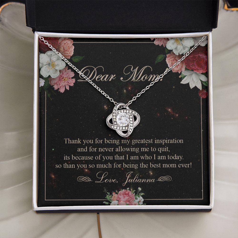 To My Mom Necklace, Gift For Mom On Mother's Day Thank You Mom Gifts From Kids Mom Julianna Love Knot Necklace for Mom fromDaughter or Son