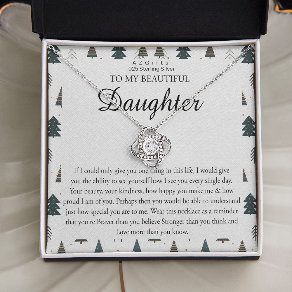 To My Beautiful Daughter Christmas Necklace Gift from Mom Daughter Birthday Gift from Mother to Daughter Gift Personalized Daughter Gift from Mom Daughter Jewelry for Girls Love Knot Necklace set gift for daughter
