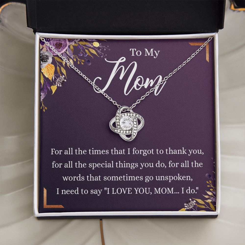 To My Mother Gift Necklace To Mom, Mother, Mommy, Momma from Child Special Mother Gift for Birthday Mothers Day Retriment Anniversary Hoiday Present for Mom Love Knot Necklace for Women from Daughter or Son