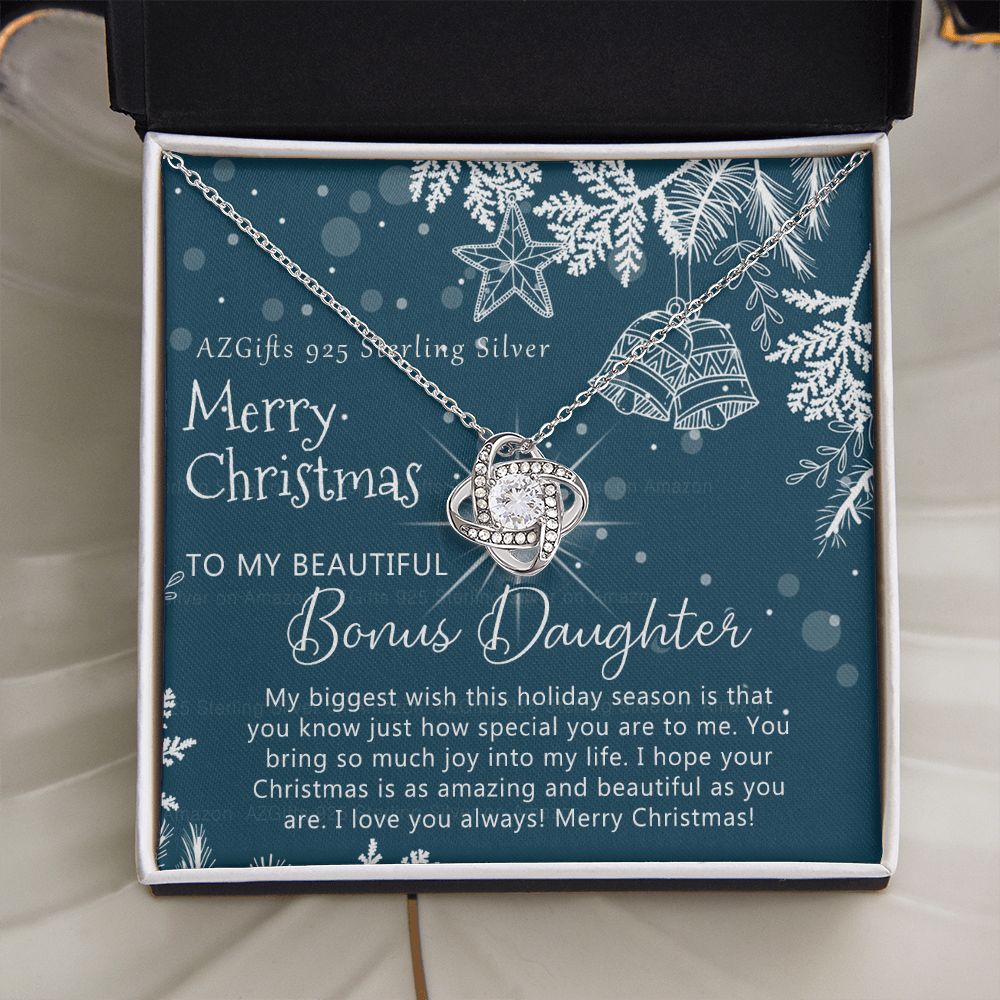 To My Bonus Daughter Necklace from Bonus Mom Christmas Necklace from Step Mom to Step-Daughter Second Daughter Other Daughter Christmas Pendant Gift for Her Girls