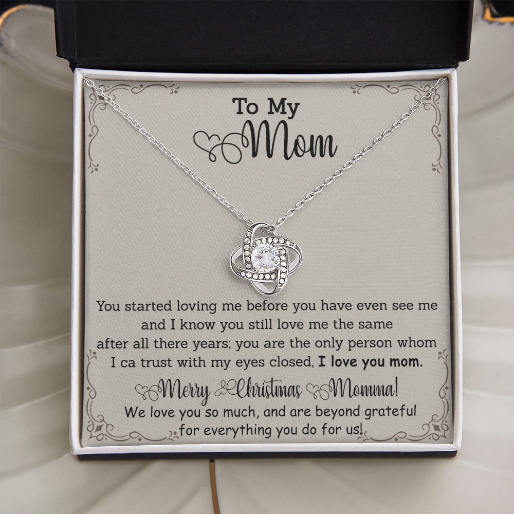To My Mom Necklace from Daughter Love Knot Necklace Mother Daughter Necklace Gifts For Mom Birthday Christmas Mothers Day Present To My Mom Jewelry Pendant Message Card Gift Box