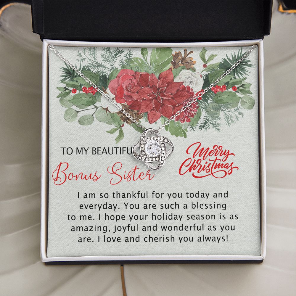 To My Bonus Sister Necklace Gift for Sisters Christmas Necklace for Stepsister Half-sister Best Friend Friends Christmas Pendant Gift Necklace for Her Girls Women