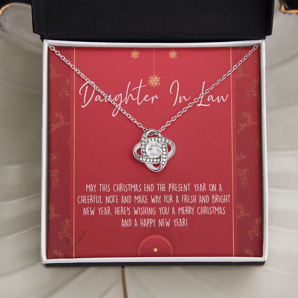Christmas Gift for Daughter in Law Necklace, Daughter in Law Jewelry, Gift for Daughter in Law, Gift from Mother in Law, Daughter in Law Xmas Holiday Gift From In Law Love Knot Necklace