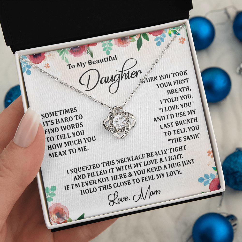 To My Daughter Necklace Love Knot Necklace Gift for Daughter from Mom Christmas Daughter Necklace Gift from Mom Birthday Gift Daughter Necklace for Teen Girl Jewelry Gift for Daughter Mother Daughter Necklace