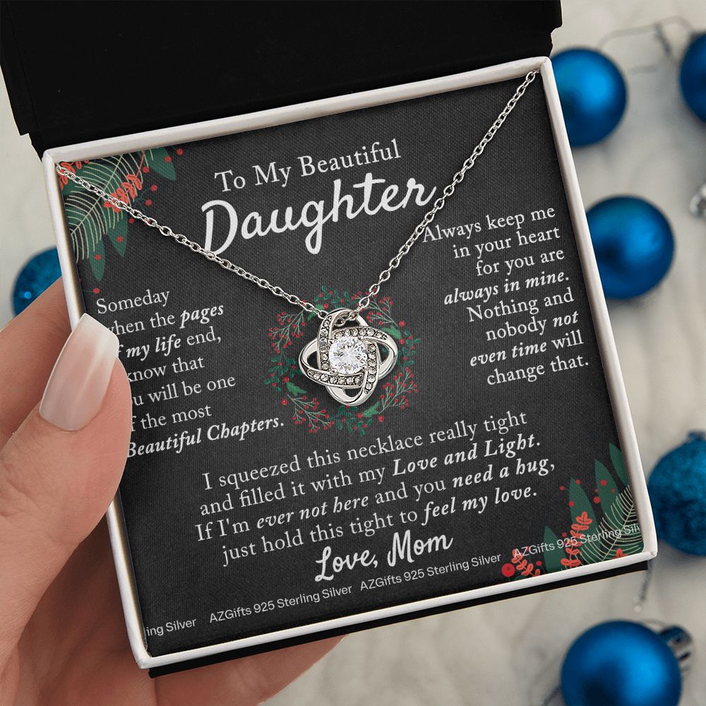 To My Daughter Necklace for Christmas Birthday Gift for Daughter from Mom Daughter Gift from Mom Mother to Daughter Necklace Pendant Birthday Jewelry Gift for Christmas Xmas Love Knot Necklace for Daughter