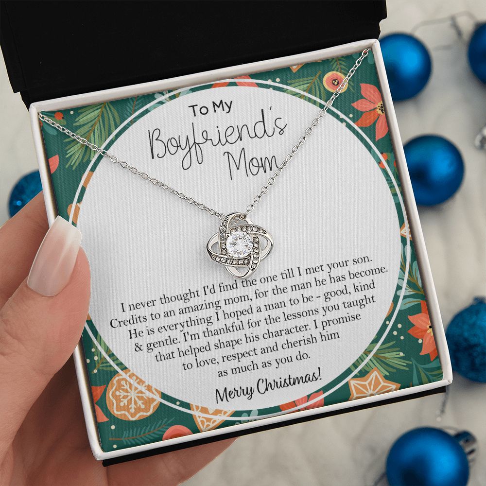 To My Boyfriend's Mom Gift Necklace for Women Christmas Gift for Daughter in law Love Knot Necklace Set Gift for Boyfriend Mom