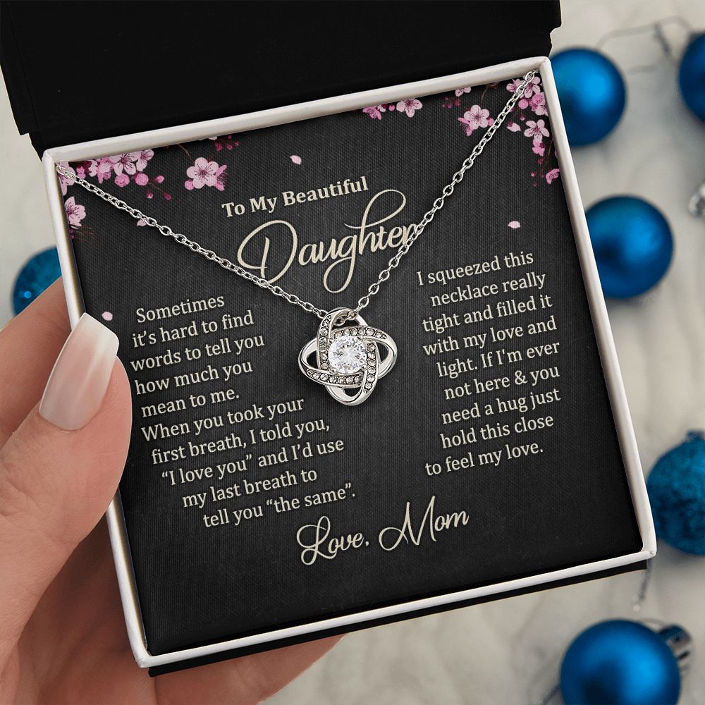 To My Daughter Necklace Love Knot Necklace Gift for Daughter from Mom Mother Daughter Necklace Christmas Daughter Necklace Gift from Mom Jewelry Gift for Daughter Birthday Gift Daughter Necklace for Teen Girl