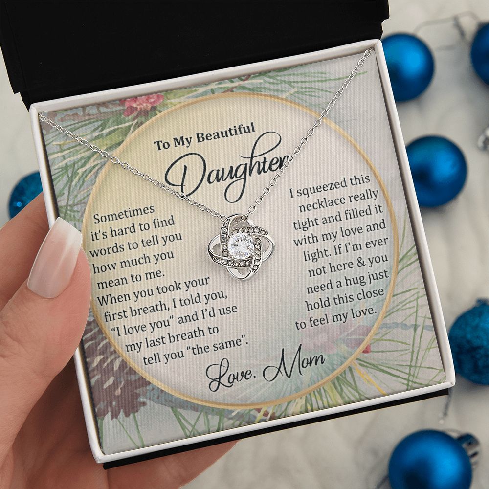 To My Daughter Necklace Love Knot Necklace Gift for Daughter from Mom Birthday Gift Daughter Necklace for Teen Girl Christmas Daughter Necklace Gift from Mom Mother Daughter Necklace Jewelry Gift for Daughter