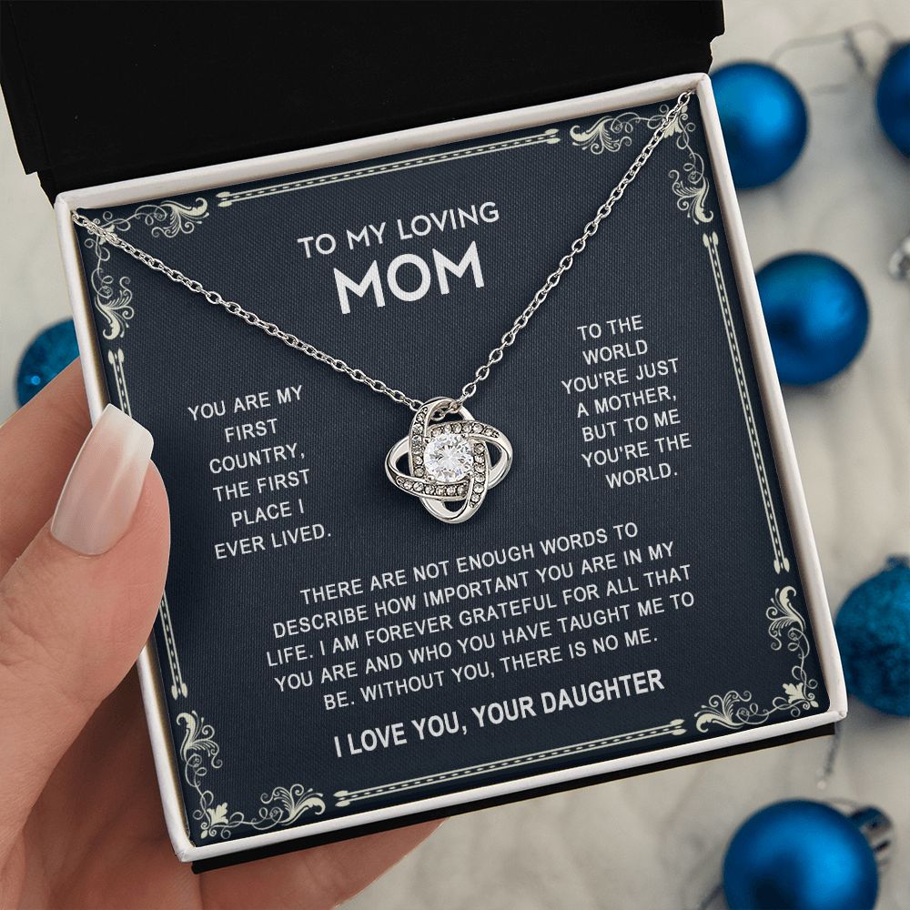 To My Loving Mom Necklace from Daughter, Love Knot Necklace for Mother, Daughter Gift For Mom, Present For Mom, Mother Gifts from Son or Daughter, Jewelry Gift for Mothers Day, Birthday Gift for Mother, Moms