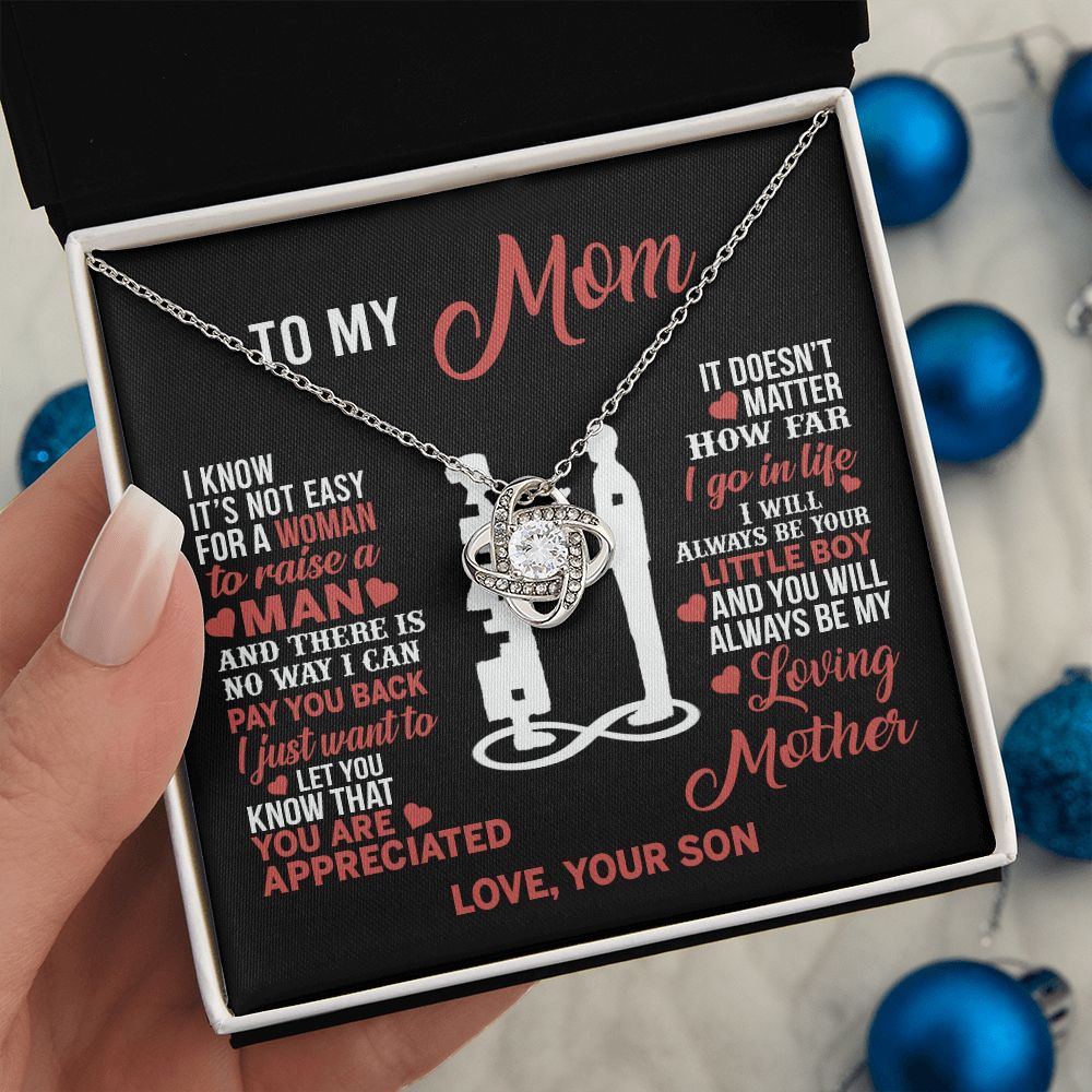 Mom Necklace Mothers Day Gift From Son To My Mom Necklace from Son Love Knot Necklace Gift Mom