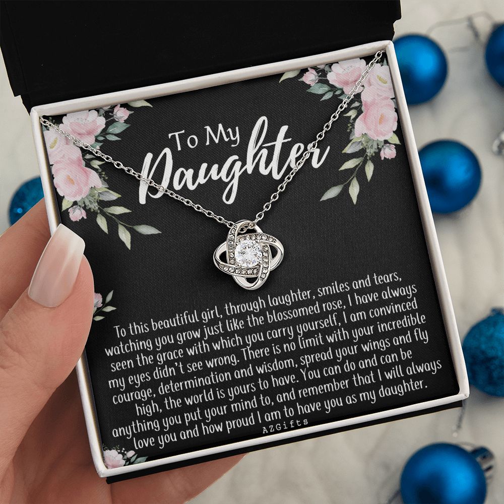 To My Daughter Necklace Love Knot Necklace Gift for Daughter from Mom Mother Daughter Necklace Jewelry Gift for Daughter Christmas Daughter Necklace Gift from Mom Birthday Gift Daughter Necklace for Teen Girl