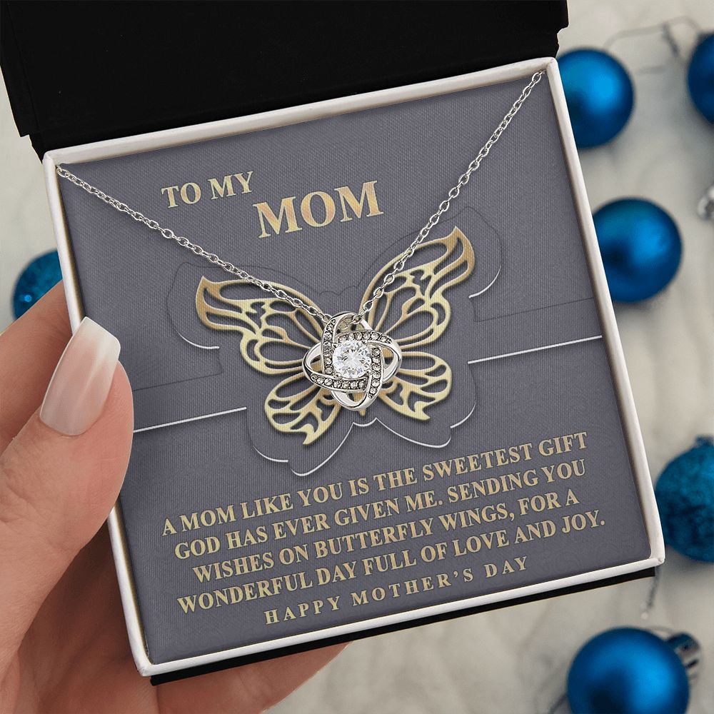 To My Mom Necklace, Love Knot Necklace for Mother, Daughter Gift For Mom, Present For Mom, Mother Gifts from Son or Daughter, Jewelry Gift for Mothers Day, Birthday Gift for Mother, Moms