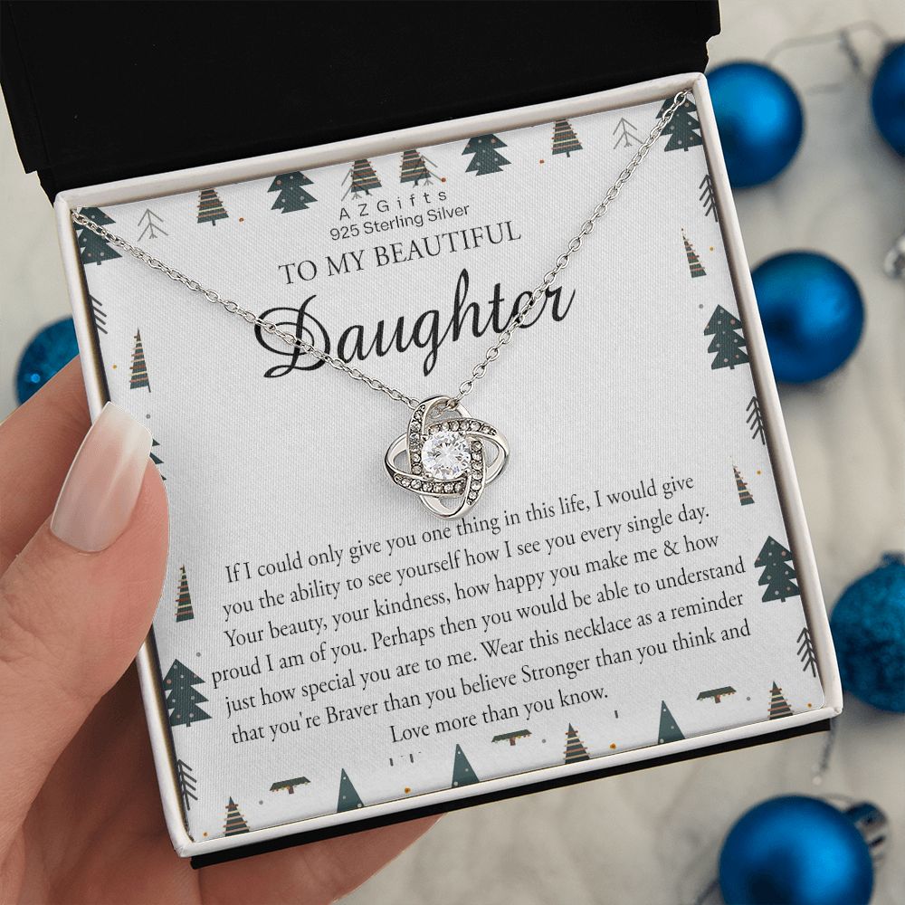 To My Beautiful Daughter Christmas Necklace Gift from Mom Daughter Birthday Gift from Mother to Daughter Gift Personalized Daughter Gift from Mom Daughter Jewelry for Girls Love Knot Necklace set gift for daughter