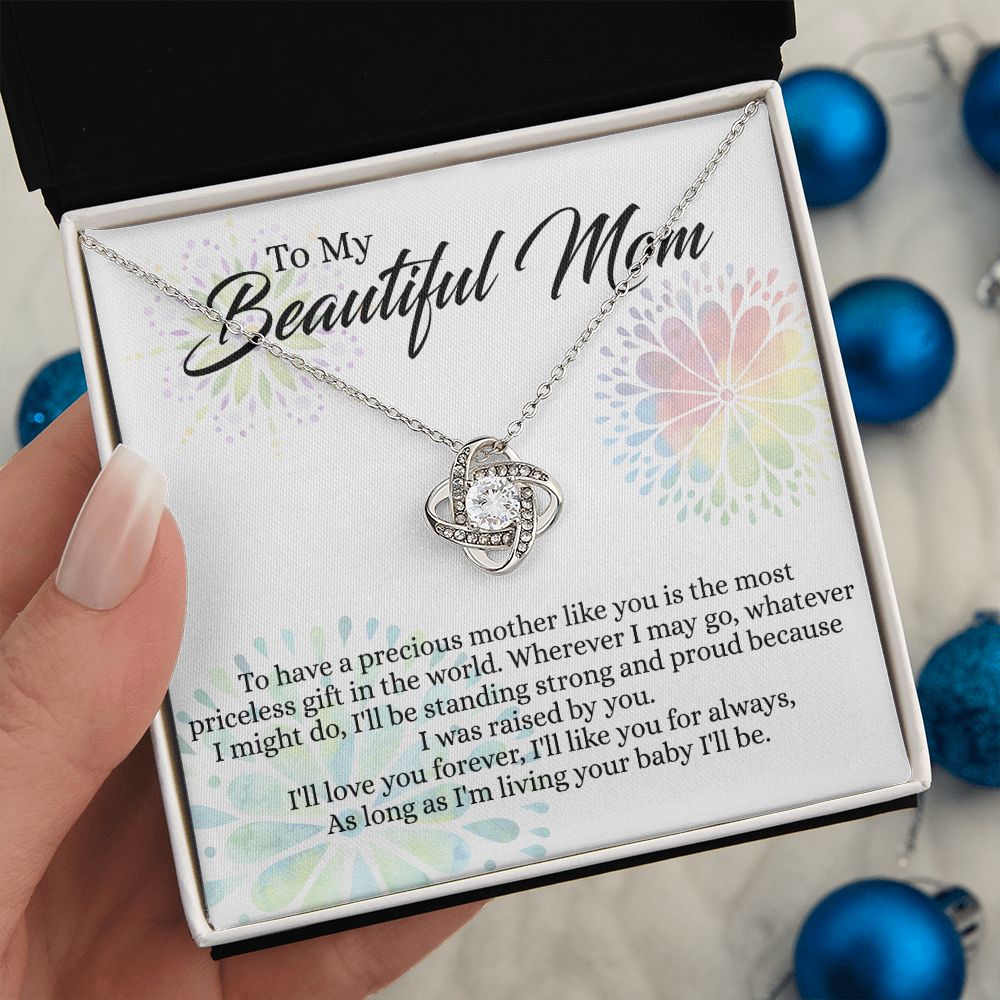 To My Mom Necklace, Mom Gifts, Mom Jewelry Box, Necklace for Mom, Gifts for Mom, Mother's Day Necklace Jewelry Gift For Mom, Birthday Gift For Mom, Thank you Mom Gift Love Knot Necklace for Mom
