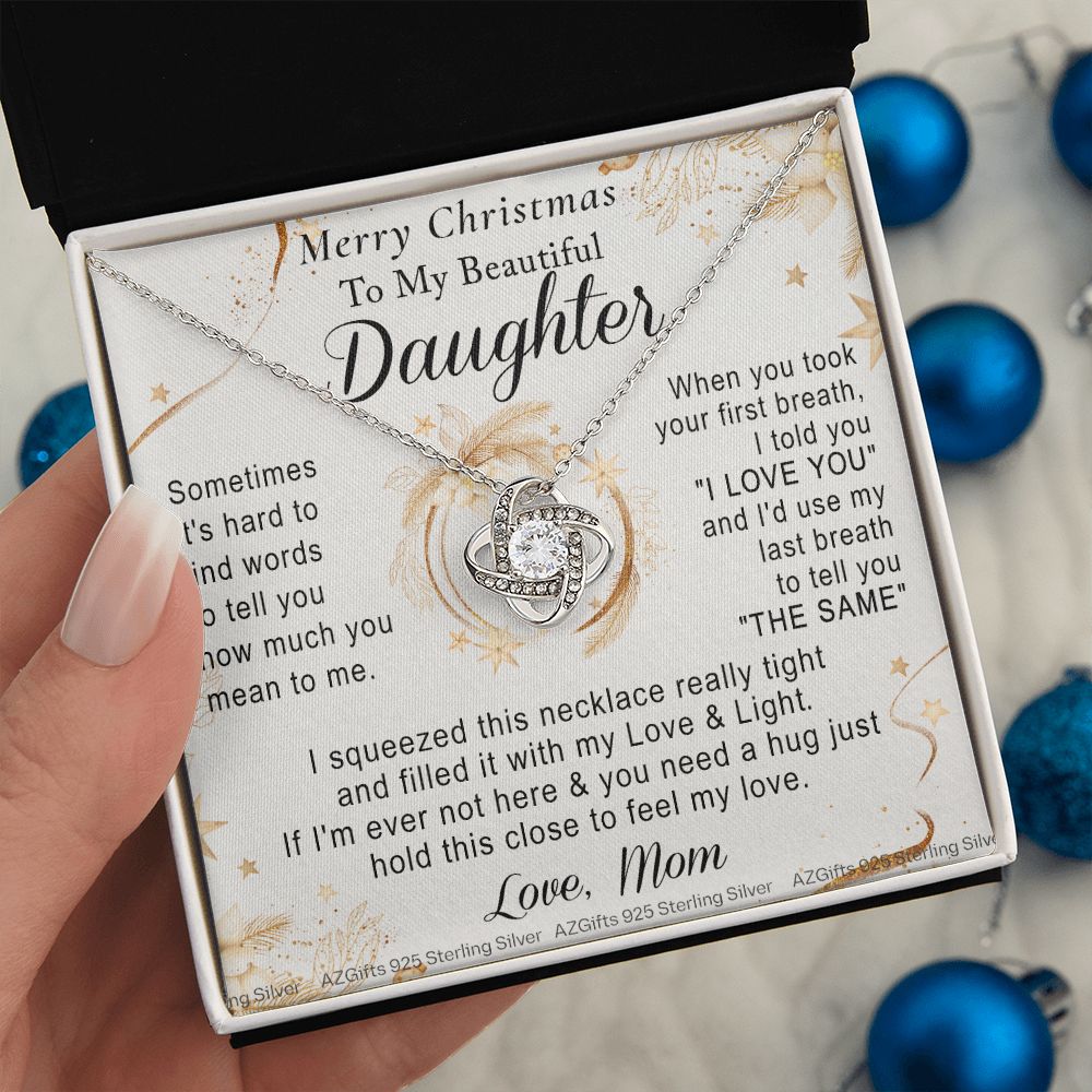 To My Daughter Necklace from Mom Merry Christmas for Daughter from Mother Daughter Christmas Necklace from Mom Daughter Necklace for Xmas Holiday Gifts