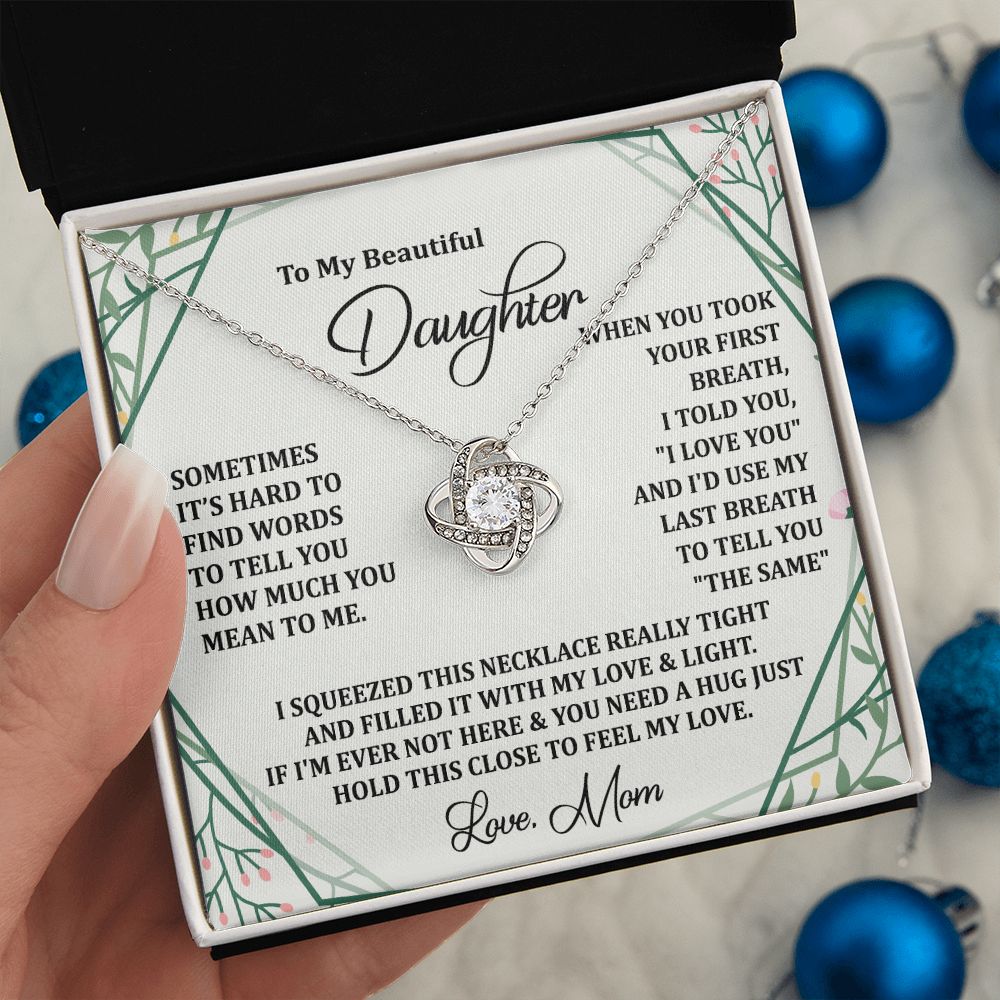 To My Daughter Necklace Love Knot Necklace Gift for Daughter from Mom Birthday Gift Daughter Necklace for Teen Girl Christmas Daughter Necklace Gift from Mom Jewelry Gift for Daughter Mother Daughter Necklace