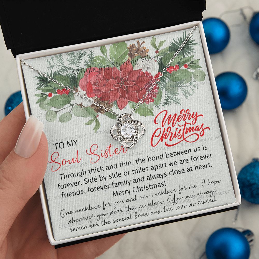 Personalized Necklace Gift To My Soul Sisters Necklace Unbiological Sister Gift from Friends to Big Little Sorority Sister in Law Christmas Day Gift Idea for Her Necklace for Women Love Knot Necklace Set gift for Sister
