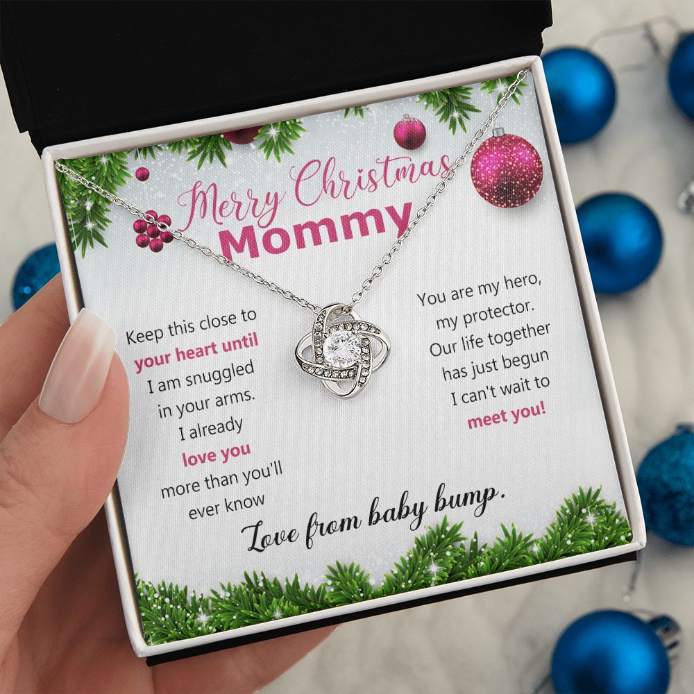 Mommy To Be Merry Christmas Present Necklace From Baby Bump First time mommy Love Knot Necklace Set Gift for Mommy