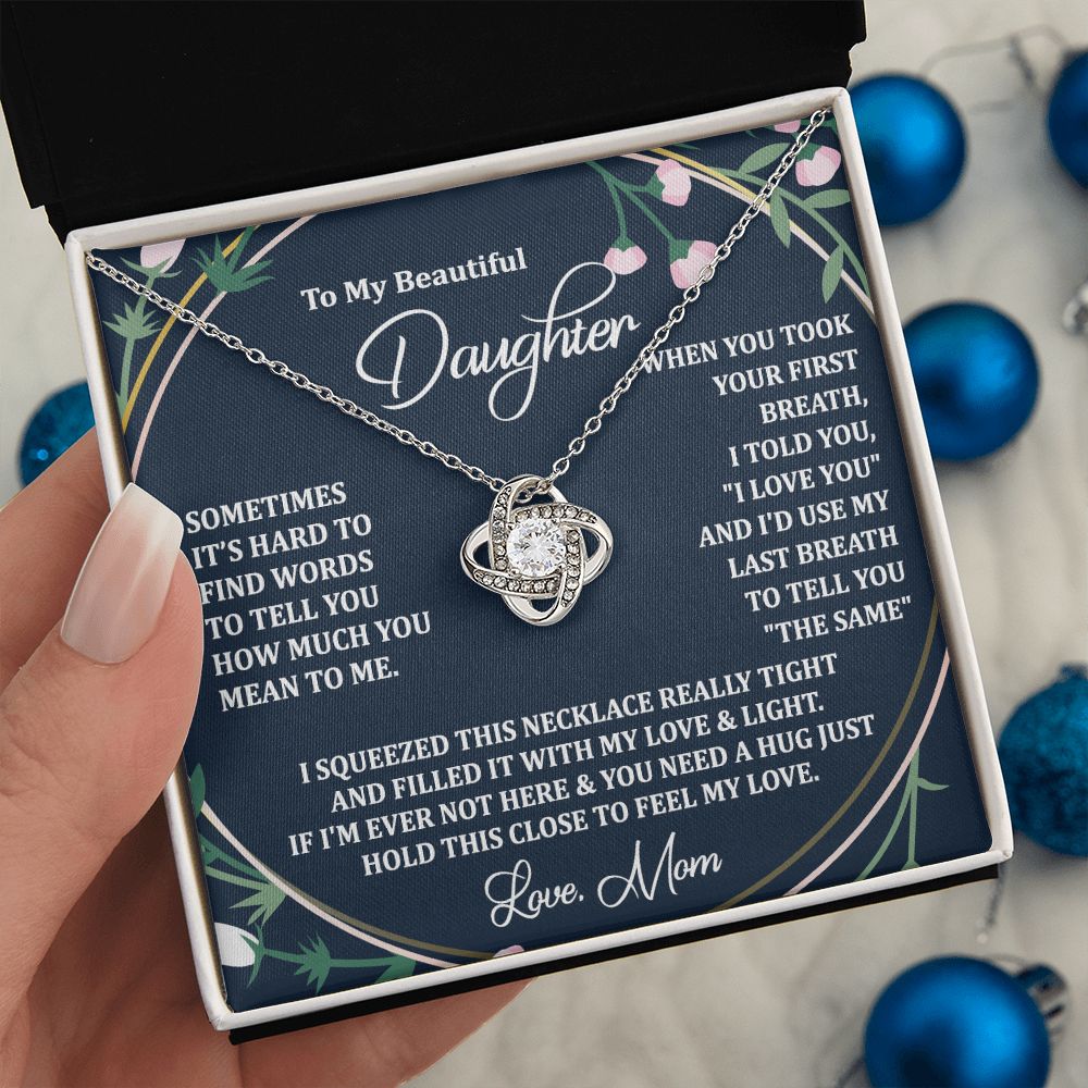 To My Daughter Necklace Love Knot Necklace Gift for Daughter from Mom Christmas Daughter Necklace Gift from Mom Birthday Gift Daughter Necklace for Teen Girl Mother Daughter Necklace Jewelry Gift for Daughter