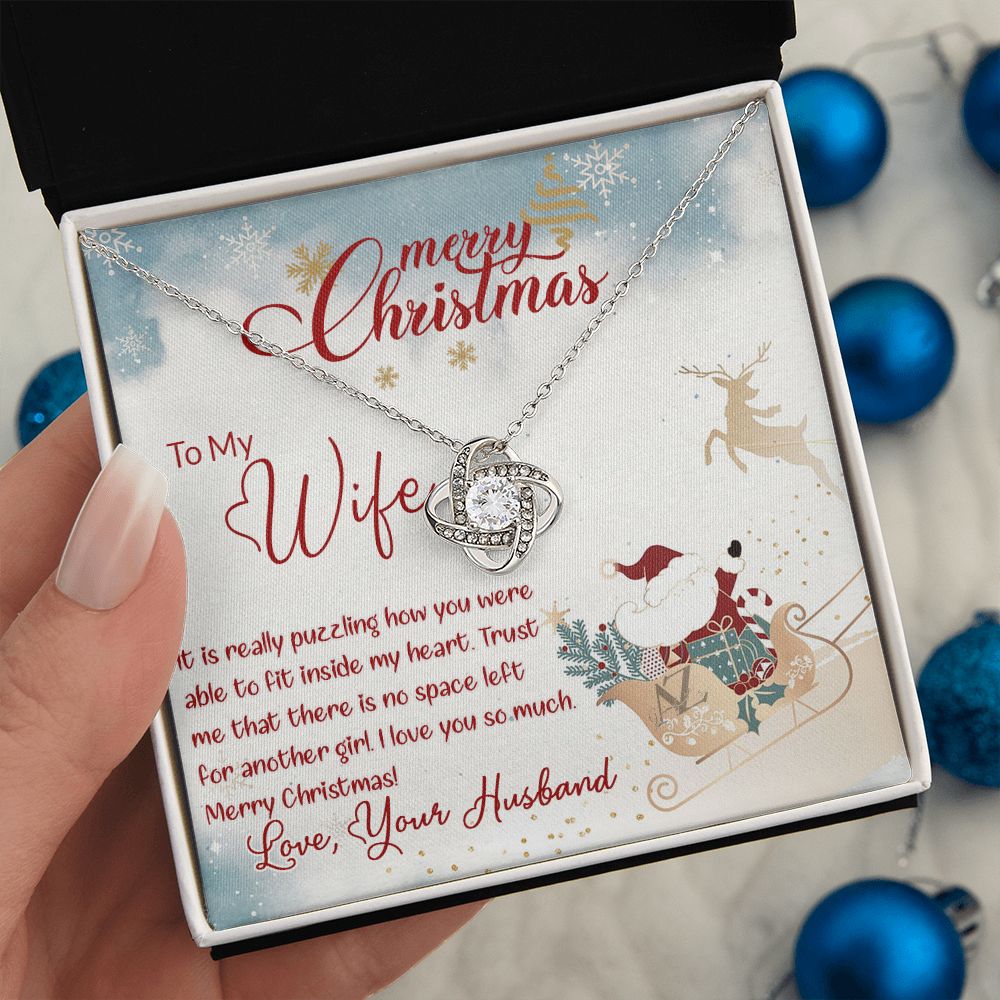 Merry Christmas for Wife, Gift for Wife on Christmas, Husband Wife Christmas Gift, Necklace for Wife, Wife Christmas Jewelry Love Knot Necklace set Gift for Wife