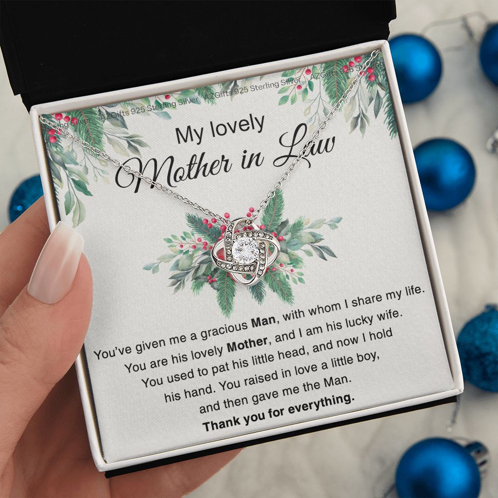 Mother in Law necklace wedding gift from Bride, mother in law thank you gift from bride, Necklace for Women Love Knot Necklace Set Gift for Mother in law