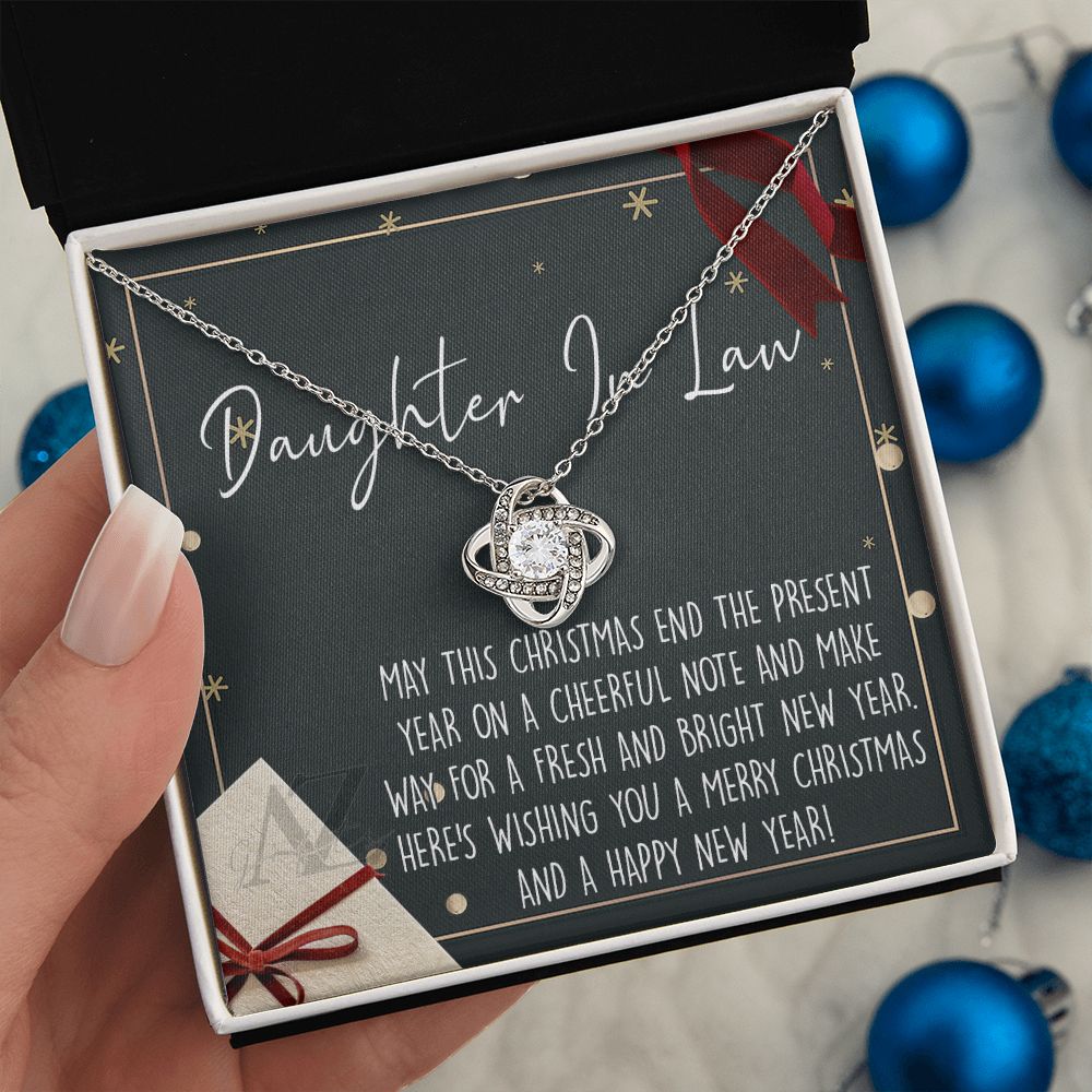 Christmas Gift for Daughter in Law Necklace, Daughter in Law Jewelry, Xmas Holiday Gift Idea for Daughter in Law, Son's Wife Gift, Daughter in Law Gift, From In Law 371 Love Knot Necklace for Daughter in law