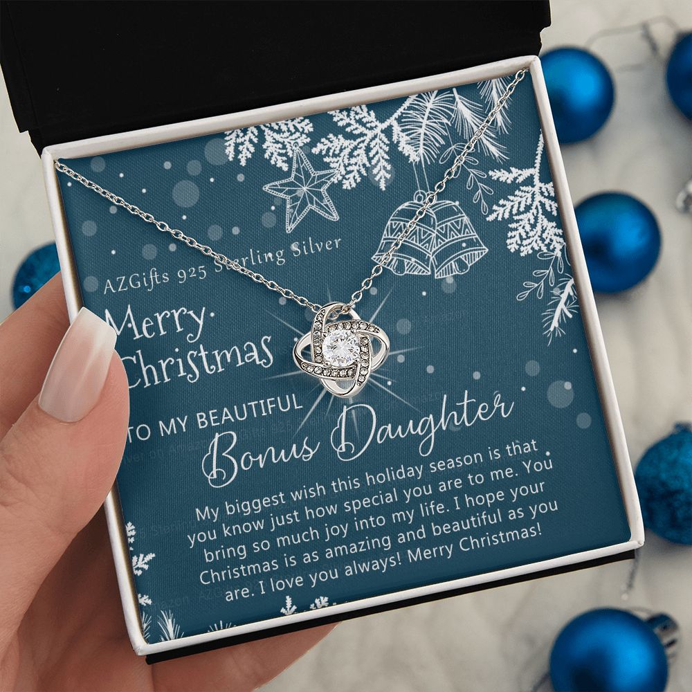 To My Bonus Daughter Necklace from Bonus Mom Christmas Necklace from Step Mom to Step-Daughter Second Daughter Other Daughter Christmas Pendant Gift for Her Girls
