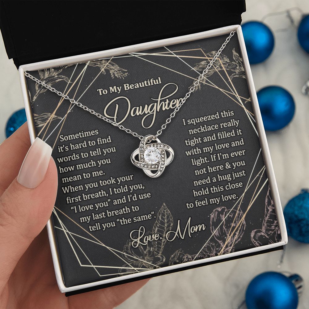To My Daughter Necklace Love Knot Necklace Gift for Daughter from Mom Jewelry Gift for Daughter Mother Daughter Necklace Birthday Gift Daughter Necklace for Teen Girl Christmas Daughter Necklace Gift from Mom