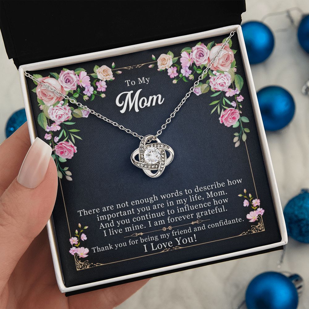 To My Mom Necklace Pendant Gift From Daughter Thank You For Being My Friend And Confidant With Message Card Gift For Mom Love Knot Necklace for Mom