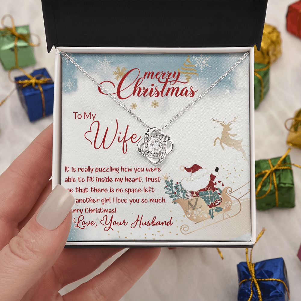 Merry Christmas for Wife, Gift for Wife on Christmas, Husband Wife Christmas Gift, Necklace for Wife, Wife Christmas Jewelry Love Knot Necklace set Gift for Wife