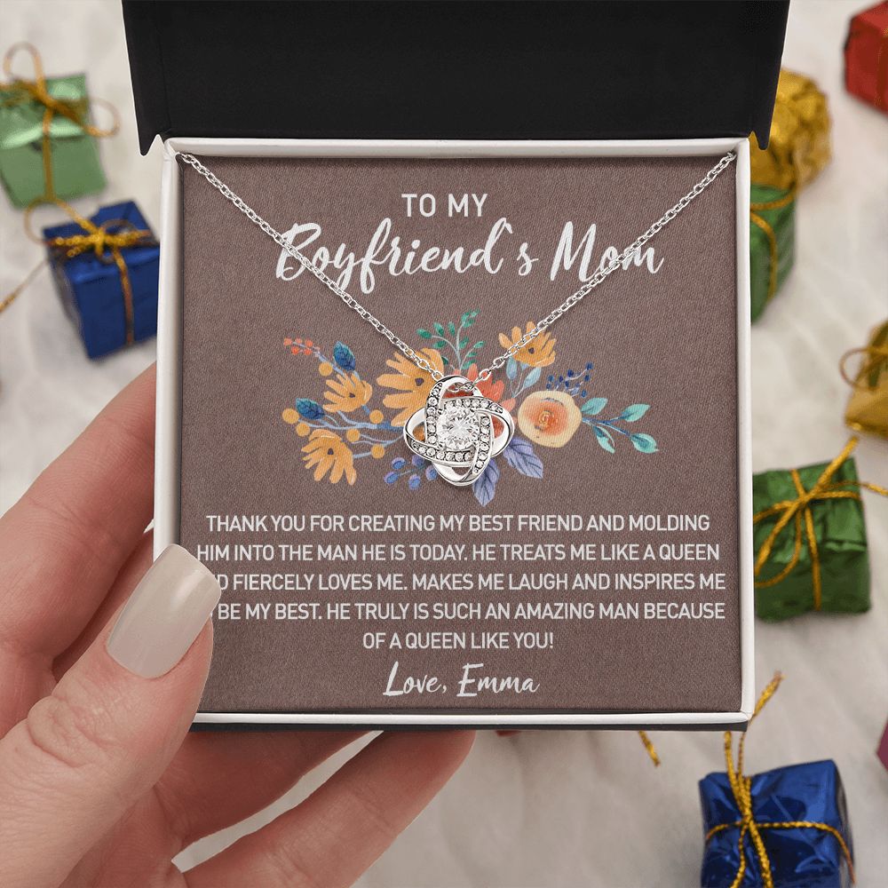 Gift For Boyfriend's Mom Gift Necklace, Boyfriend Mom Gifts From Girlfriend, Love Knot Necklaces For Boyfriends Mom, My Boyfriends Mom Necklace Mothers Day For Boyfriend Mom, Christmas Necklace Love Knot Necklace 6323