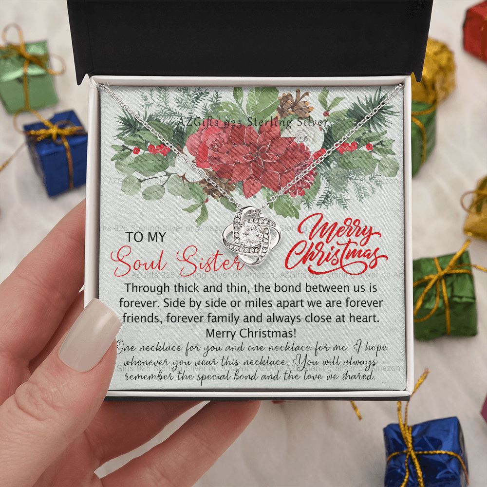Personalized Necklace Gift To My Soul Sisters Necklace Unbiological Sister Gift from Friends to Big Little Sorority Sister in Law Christmas Day Gift Idea for Her Necklace for Women Love Knot Necklace Set gift for Sister